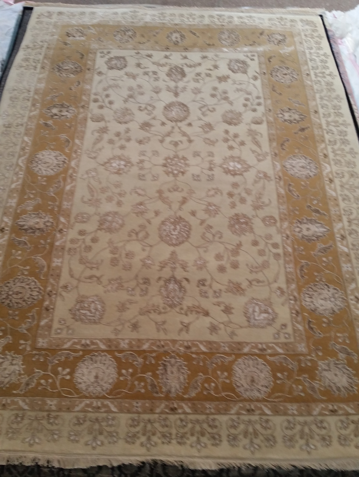 Индия шерсть шелк 14x14 - 818A - IVORY/BROWN