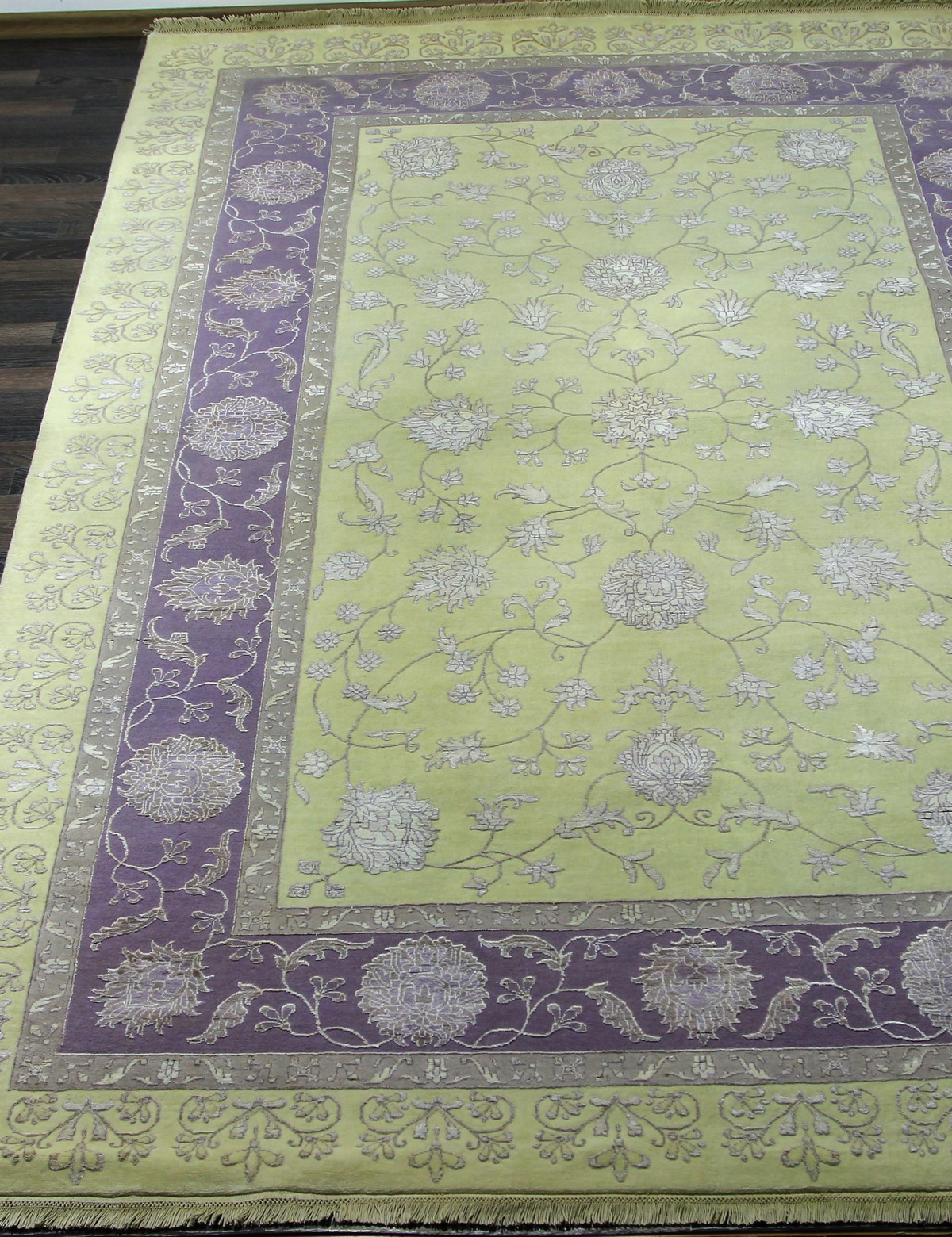 Индия шерсть шелк 14x14 - 818A - IVORY / PURPLE