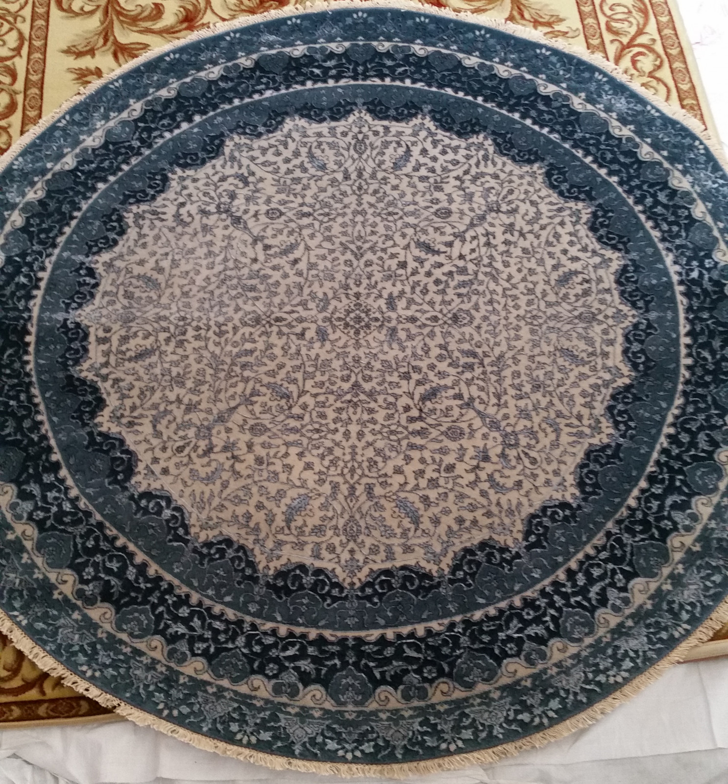 Индия шерсть шелк 14x14 - 863 - IVORY/D.BLUE
