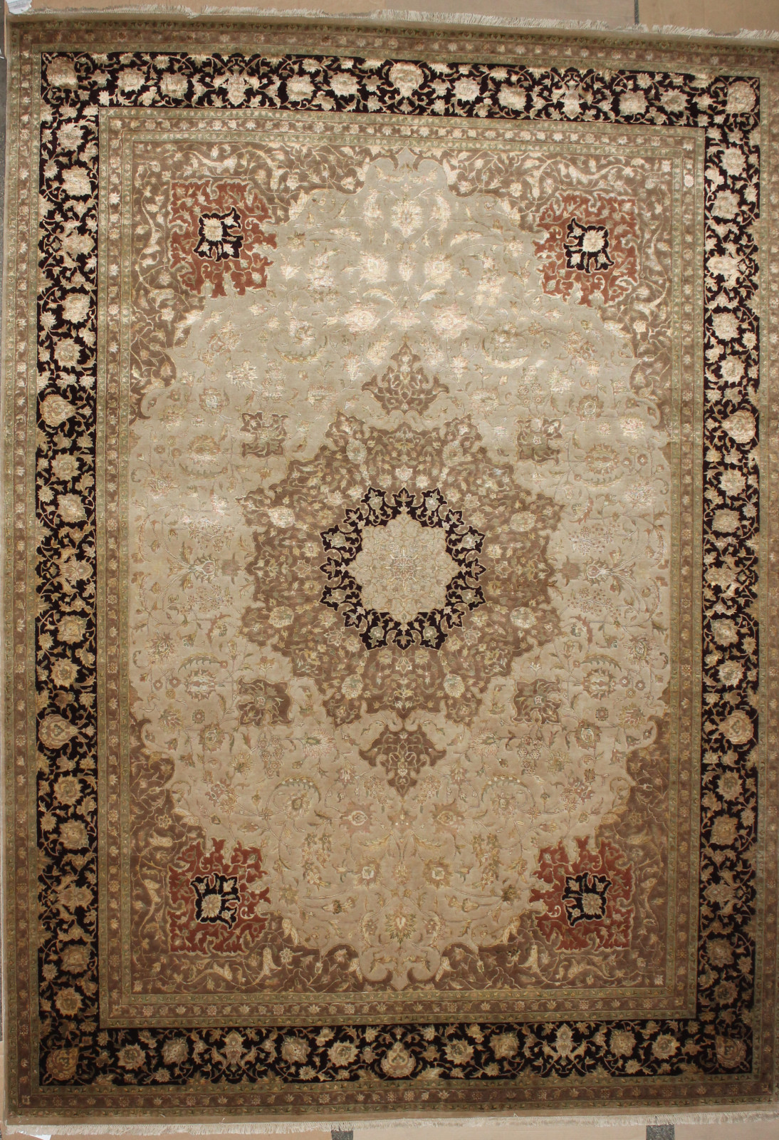 Индия шерсть шелк 14x14 - SE-105 - BEIGE / BURGANDY