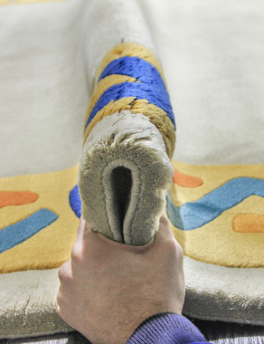 90 LINE WOOLEN HANDK-KNOTTED - A - BEIGE