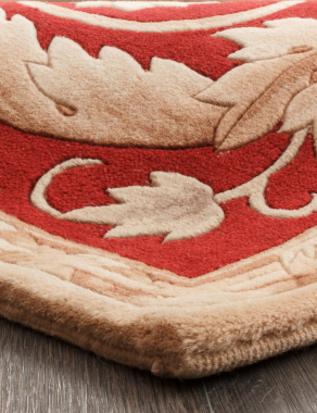 90 LINE WOOLEN HANDK-KNOTTED - SHD-103 - BEIGE / RED