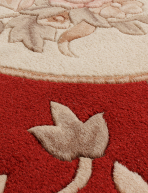 90 LINE WOOLEN HANDK-KNOTTED - SHD-103 - BEIGE / RED