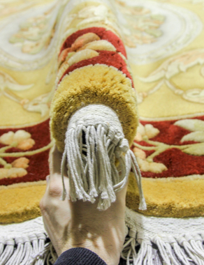 90 LINE WOOLEN HANDK-KNOTTED - SHD-3 - BEIGE / RED