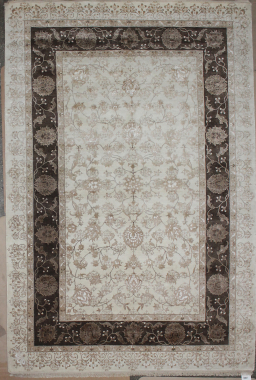 Индия шерсть шелк 14x14 - 818 - IVORY / D.BROWN
