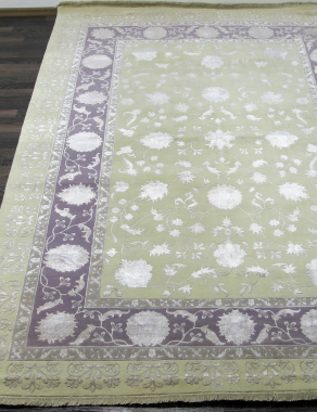 Индия шерсть шелк 14x14 - 818A - IVORY / PURPLE