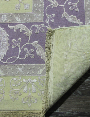 Индия шерсть шелк 14x14 - 818A - IVORY / PURPLE