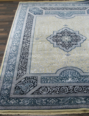 Индия шерсть шелк 14x14 - 867 - IVORY/D.BLUE