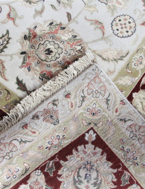 Индия шерсть шелк 14x14 - SE-2006 - BEIGE / RED