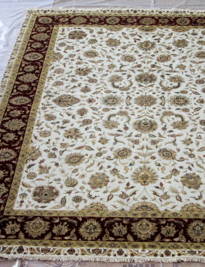 Индия шерсть шелк 14x14 - SE-2006 - BEIGE / RED